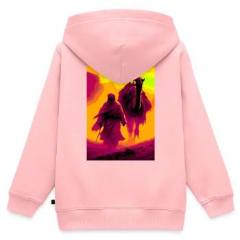 Bédouin dans le Désert - Sweat Premium à capuche zippé enfant bio - rose - Dos - AI Model Kid Female (0cm)