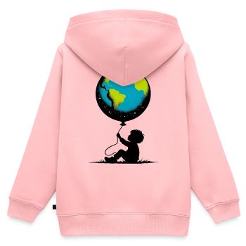 Planet Erde - Kinder Premium Organic Zip Hoodie - Rosa - Hinten - AI Model Kid Female (0cm)