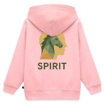 Pferd – Spirit - Kinder Premium Organic Zip Hoodie - Rosa - Hinten - AI Model Kid Female (0cm)