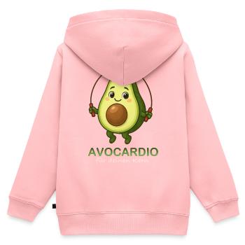 Avocado Sport Seilspringen Cartoon Avocardio Kern - Kinder Premium Organic Zip Hoodie - Rosa - Hinten - AI Model Kid Female (0cm)