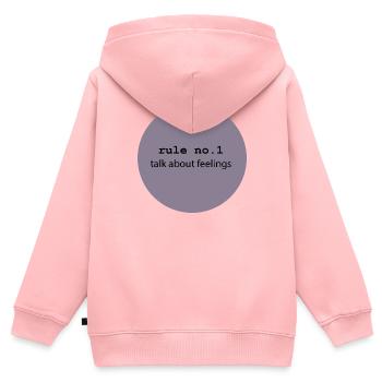 Parler de sentiments 5 - Sweat Premium à capuche zippé enfant bio - rose - Dos - AI Model Kid Female (0cm)