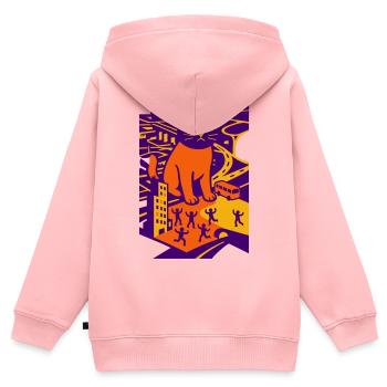 Giant Cat in the City - Kinder Premium Organic Zip Hoodie - Rosa - Hinten - AI Model Kid Female (0cm)
