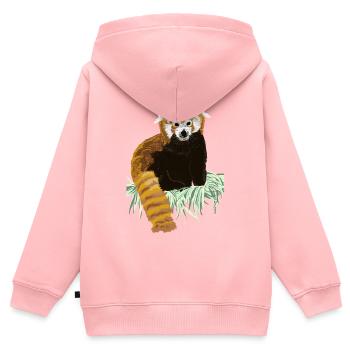 Ours panda roux assis sur du foin - Sweat Premium à capuche zippé enfant bio - rose - Dos - AI Model Kid Female (0cm)