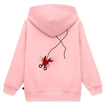 Hier schneiden – Herzschmerz & Leidenschaft - Kinder Premium Organic Zip Hoodie - Rosa - Hinten - AI Model Kid Female (0cm)
