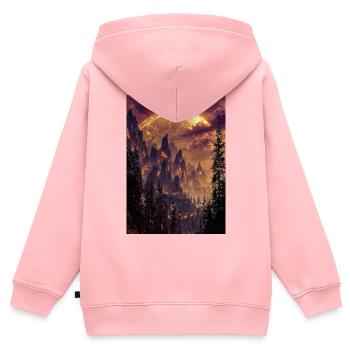 Feuriger Gipfel in der Abenddämmerung - Kinder Premium Organic Zip Hoodie - Rosa - Hinten - AI Model Kid Female (0cm)