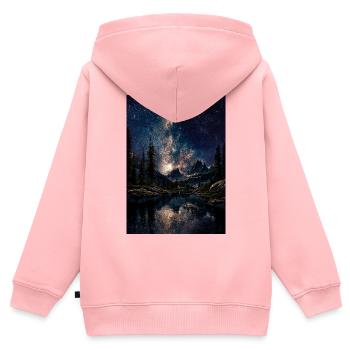Milchstraße über Bergen - Kinder Premium Organic Zip Hoodie - Rosa - Hinten - AI Model Kid Female (0cm)