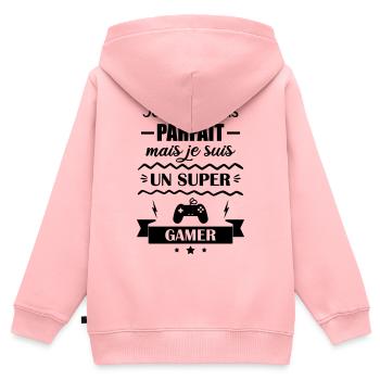 Super Gamer Gamer Videospiel Geek Gamer Gaming - Kinder Premium Organic Zip Hoodie - Rosa - Hinten - AI Model Kid Female (0cm)
