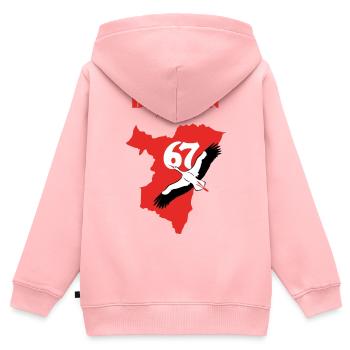 Bas-Rhin 67  - Sweat Premium à capuche zippé enfant bio - rose - Dos - AI Model Kid Female (0cm)