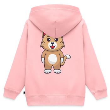 Karikatur-Katze - Kinder Premium Organic Zip Hoodie - Rosa - Hinten - AI Model Kid Female (0cm)