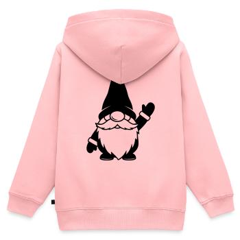 Lustiger Wichtel am Winken Illustration - Kinder Premium Organic Zip Hoodie - Rosa - Hinten - AI Model Kid Female (0cm)