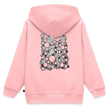 Motif de dentelle soufflée par feuilles - Sweat Premium à capuche zippé enfant bio - rose - Dos - AI Model Kid Female (0cm)