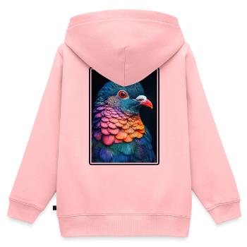 Tauben Taube - Kinder Premium Organic Zip Hoodie - Rosa - Hinten - AI Model Kid Female (0cm)