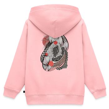 Linienblüten Muster mit rotem Akzent - Kinder Premium Organic Zip Hoodie - Rosa - Hinten - AI Model Kid Female (0cm)