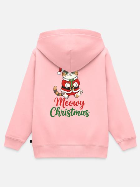 Miau-Weihnachts-Weihnachtskatze - Kinder Premium Organic Zip Hoodie - Rosa