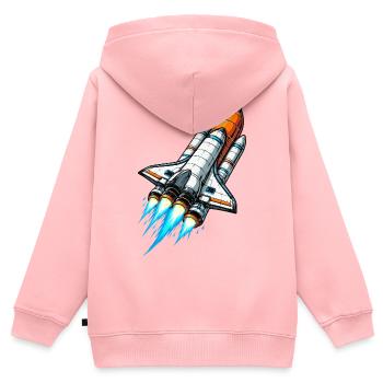 Vaisseau spatial fusée - Sweat Premium à capuche zippé enfant bio - rose - Dos - AI Model Kid Female (0cm)