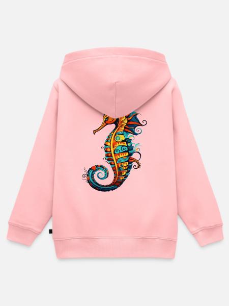  Seepferdchen Comic Seepferd - Kinder Premium Organic Zip Hoodie - Rosa