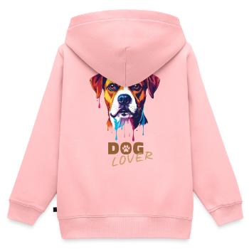 Hundeliebhaber / Dog lover - Kinder Premium Organic Zip Hoodie - Rosa - Hinten - AI Model Kid Female (0cm)