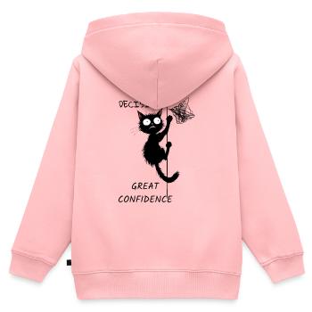 lustige schwarze Katze an der Schnur - Kinder Premium Organic Zip Hoodie - Rosa - Hinten - AI Model Kid Female (0cm)