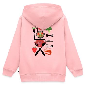 Collage de cuisine chinoise - Sweat Premium à capuche zippé enfant bio - rose - Dos - AI Model Kid Female (0cm)