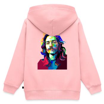 Drum Musician Pop Art - Kids Premium Organic Zip-up Hoodie - rose - Back - AI Model Kid Female (0cm)