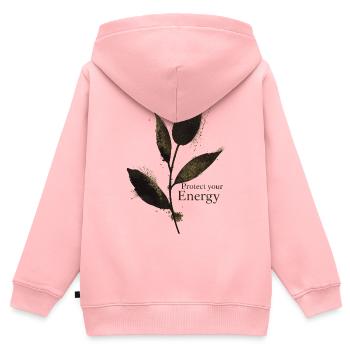 Protect Your Energy - Achtsamkeit  - Kinder Premium Organic Zip Hoodie - Rosa - Hinten - AI Model Kid Female (0cm)