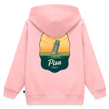 Insigne vintage Sunset de la Tour de Pise - Sweat Premium à capuche zippé enfant bio - rose - Dos - AI Model Kid Female (0cm)