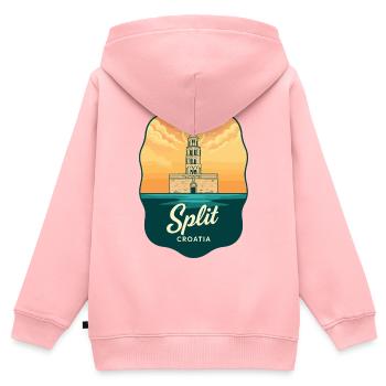 Geteiltes Diokletians Palac Vintage-Reiseabzeichen - Kinder Premium Organic Zip Hoodie - Rosa - Hinten - AI Model Kid Female (0cm)