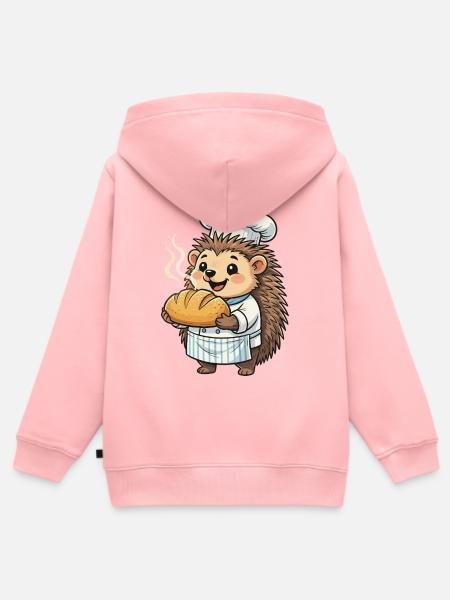 Igelkoch bäckt goldenes Brot - Kinder Premium Organic Zip Hoodie - Rosa