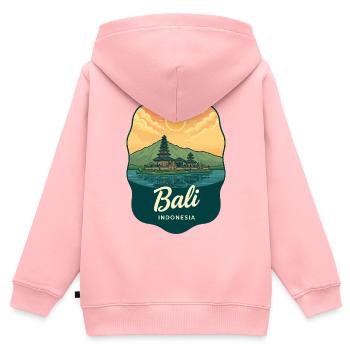 Bali Temple Vintage Sunset Reiseabzeichen - Kinder Premium Organic Zip Hoodie - Rosa - Hinten - AI Model Kid Female (0cm)
