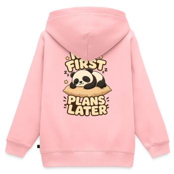 Nap First Plans Later Panda - Kinder Premium Organic Zip Hoodie - Rosa - Hinten - AI Model Kid Female (0cm)