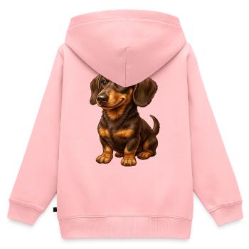 Friedlicher Dackel treuer Freund sitzt zufrieden - Kinder Premium Organic Zip Hoodie - Rosa - Hinten - AI Model Kid Female (0cm)