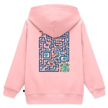 Weltraum Labyrinth Raketenpfad - Kinder Premium Organic Zip Hoodie - Rosa - Hinten - AI Model Kid Female (0cm)