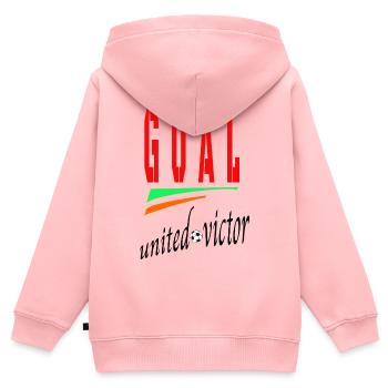 GOAL Logo de football avec arche - Sweat Premium à capuche zippé enfant bio - rose - Dos - AI Model Kid Female (0cm)