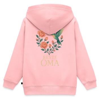 Beste Oma: Kolibri & Rosen - Kinder Premium Organic Zip Hoodie - Rosa - Hinten - AI Model Kid Female (0cm)