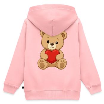 Ours câlin au cœur rouge - Sweat Premium à capuche zippé enfant bio - rose - Dos - AI Model Kid Female (0cm)