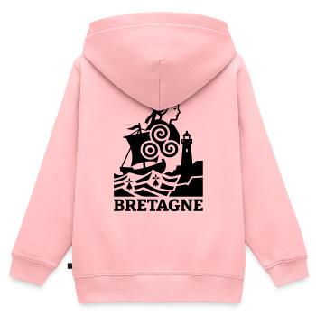 Bretagne – Traditionell Keltisch - Kinder Premium Organic Zip Hoodie - Rosa - Hinten - AI Model Kid Female (0cm)