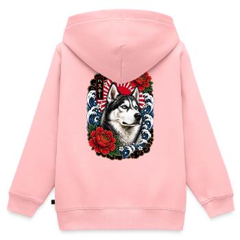 Siberian Husky im japanischen Irezumi Stil - Kinder Premium Organic Zip Hoodie - Rosa - Hinten - AI Model Kid Female (0cm)
