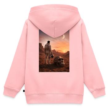 Astronaut und Schädel auf dem Roten Planeten - Kinder Premium Organic Zip Hoodie - Rosa - Hinten - AI Model Kid Female (0cm)
