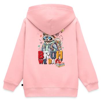 Bruh, wir unterstützen die Schule Waschbär - Kinder Premium Organic Zip Hoodie - Rosa - Hinten - AI Model Kid Female (0cm)