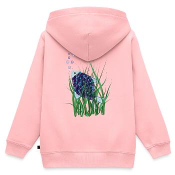 Abstrakter Fisch im Unterwasser Seegras Design - Kinder Premium Organic Zip Hoodie - Rosa - Hinten - AI Model Kid Female (0cm)