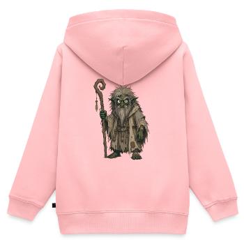 Grizzled Goblin Sage mit Stab - Kinder Premium Organic Zip Hoodie - Rosa - Hinten - AI Model Kid Female (0cm)