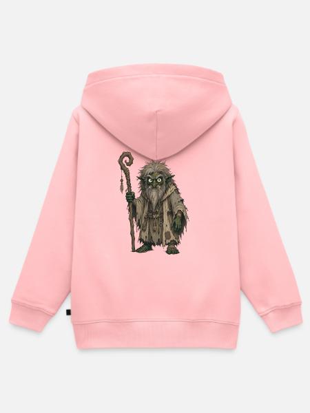 Grizzled Goblin Sage mit Stab - Kinder Premium Organic Zip Hoodie - Rosa