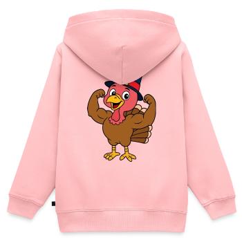 Turkey Pilgrim's Muscle - Kinder Premium Organic Zip Hoodie - Rosa - Hinten - AI Model Kid Female (0cm)