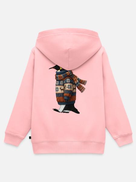 Pinguin im Strickpullover Winter Weihnachten - Kinder Premium Organic Zip Hoodie - Rosa