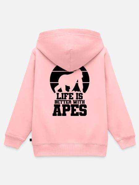 Affe Spruch Silhouette - Kinder Premium Organic Zip Hoodie - Rosa