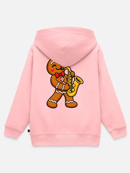 Lebkuchenmann mit Saxophon - Kinder Premium Organic Zip Hoodie - Rosa