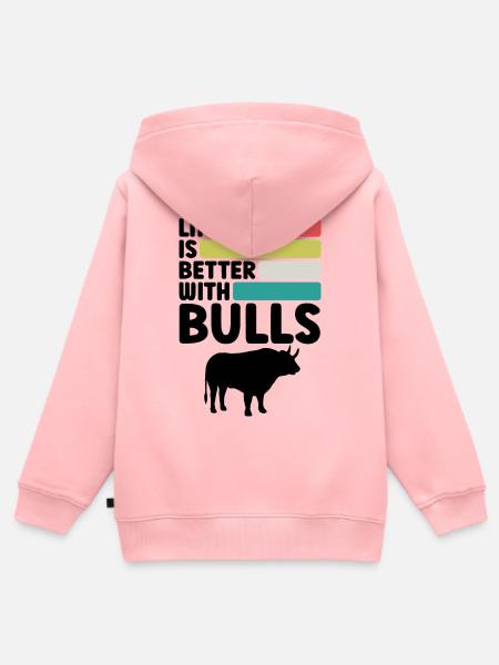 Stier Spruch Retro Style - Kinder Premium Organic Zip Hoodie - Rosa