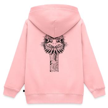 Vogel Strauß - kunstvoll verzierter Straußenkopf - Kinder Premium Organic Zip Hoodie - Rosa - Hinten - AI Model Kid Female (0cm)