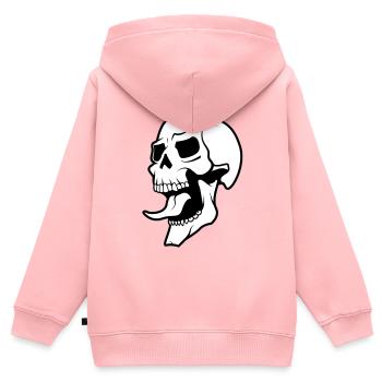 Skull Totenkopf - Kinder Premium Organic Zip Hoodie - Rosa - Hinten - AI Model Kid Female (0cm)