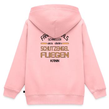 Schneller als dein Schutzengel? - Kinder Premium Organic Zip Hoodie - Rosa - Hinten - AI Model Kid Female (0cm)